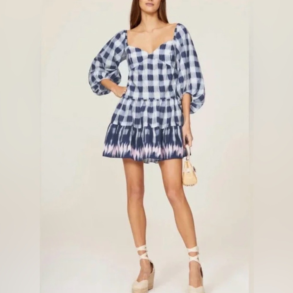 Sachin & Babi Kyle Gingham Mini Dress Navy Blue Women Size X-Small NEW